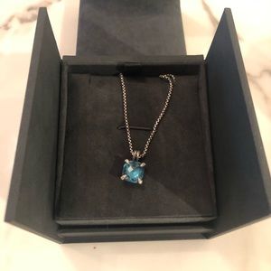David Yurman Chatelaine Pendant Necklace with Hampton Blue Topaz and Diamonds